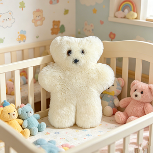 Jouet de sécurité pour bébé en peau de mouton écologique, fait main, en fourrure douce de <span class=keywords><strong>laine</strong></span>, peluche naturelle en peau d'agneau pour les tout-petits - Product Image 2
