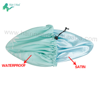 Bonnet de Douche Imperméable Personnalisé Double Face en Satin Doublé Réglable pour Cheveux