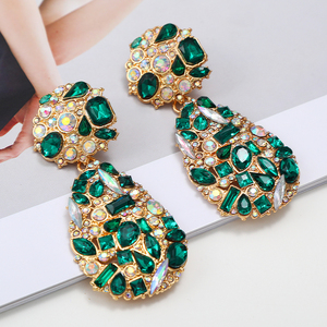 2023 nuovi arrivi orecchini pendenti Vintage a goccia grandi pendenti da donna di lusso colorati orecchini di diamanti a goccia di cristallo donna - Product Image 1