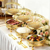 Ensemble de réchauds de buffet de luxe en acier inoxydable doré 4,5L/6L/8L avec couvercle suspendu