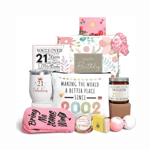 Joyeux 21e anniversaire panier-cadeau pour femmes soeur fille sa BFF 2024 nouveau merveilleux meilleur ami cadeaux d'anniversaire en gros - Product Image 1