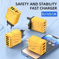 Pengisi Daya Dinding USB 12W Gaya Mecha Warna Kuning Port USB-A/USB-C Pengisian Cepat untuk Ponsel Tablet Colokan EU/US/UK Ramah Lingkungan
