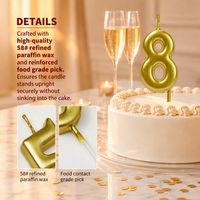 Bougies Chiffres Dorées/Argentées 0-9 Très Vendues pour Gâteaux d'Anniversaire, Mariages et Fêtes