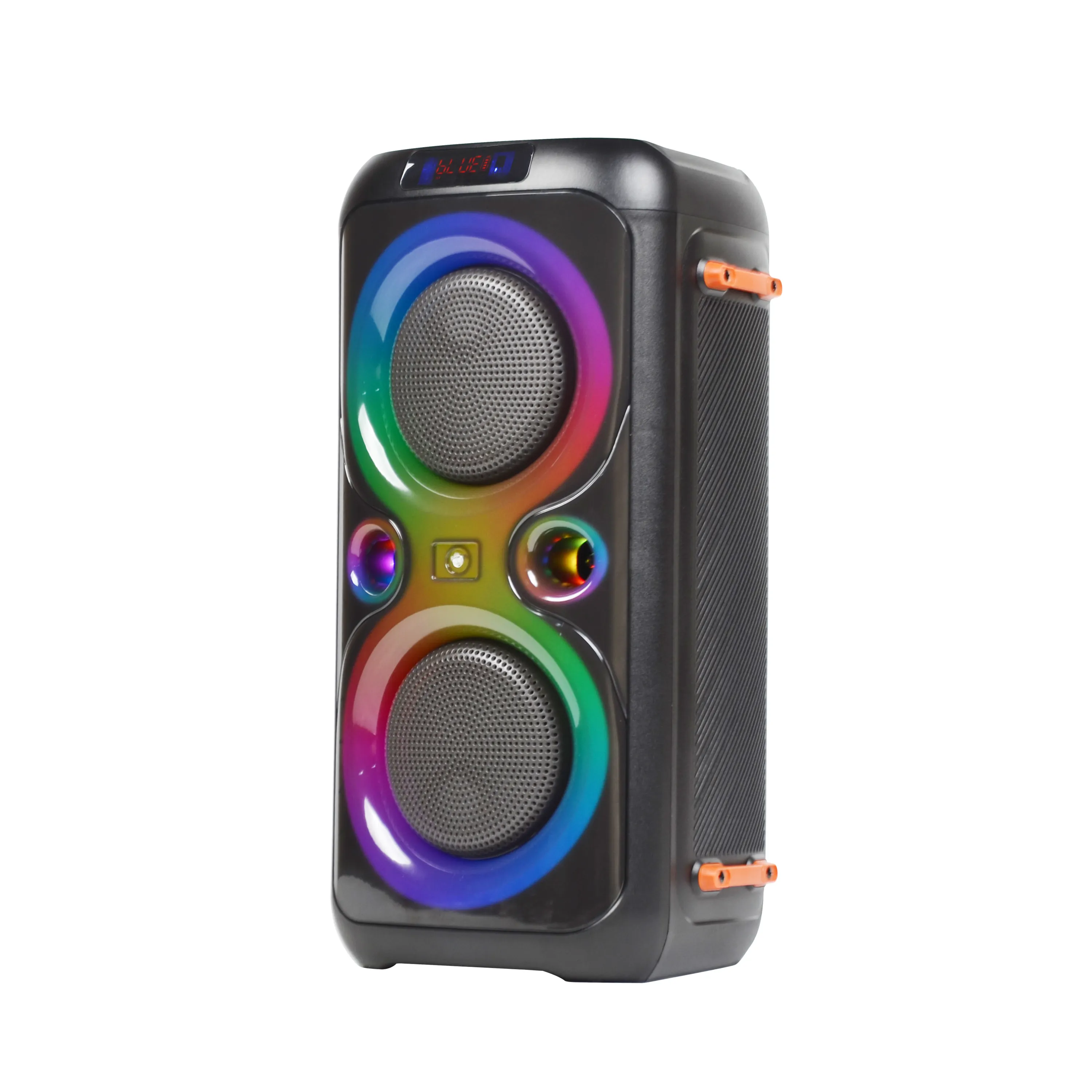 Grosir 8 inci * 2 Bass Speaker Portabel Bluetooth LED troli Speaker DJ kotak pesta Speaker Karaoke 200w