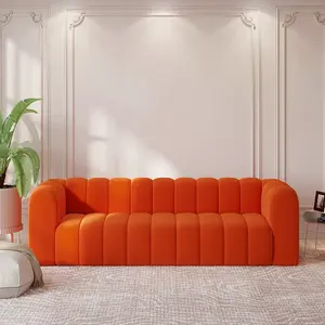 Minimalistische Fluwelen Stof Lounge Tee Sofa Moderne Woonkamer Meubels 3 Zitbanken Voor Thuis Sectionele Bank