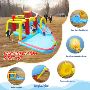 Entrepôt USA - Édition Été 2026 - Grande Vente : Toboggan aquatique à double piste pour divertissement extérieur à domicile, entraînement physique et sécurité - Product Image 3
