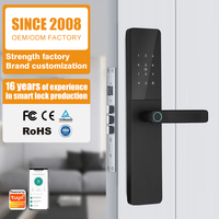Entrada sin llave de alta calidad TTLock APP Huella digital eléctrica Contraseña Rfid Mango Deadbolt Cerradura de puerta inteligente digital