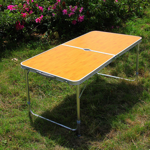<b>Portable</b> Folding Outdoor <b>Table</b> Bamboo Aluminum Alloy 60x60x10cm Minimalist Design For Picnic And Home Use - Product Image 5