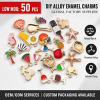 Breloques en alliage de zinc émaillé en gros, motifs goutte d'huile, fleurs et dessins animés, pour la fabrication de bijoux DIY, accessoires pour femmes, personnalisables