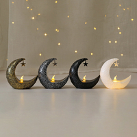 Porte-bougie en forme de croissant de lune, lampe LED sans flamme, décoration de maison islamique du Moyen-Orient, Ramadan, Eid, style arabe, idée cadeau pour les fêtes