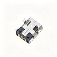 Connecteur Mini USB Type B 10 broches femelle, angle droit, montage supérieur SMD, avec patins de fixation