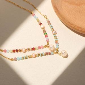 Collana di Perle Personalizzata di Lusso per Donne, Gioielli in Acciaio Inossidabile Colorati Stile Dopamina, Design Unico di Nicchia, Moda Vacanziera - Product Image 1