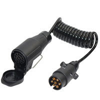 Câble spiralé 12V en PU avec borne en laiton pour harnais de câblage de caravane, camping-car, camion de remorquage, connecteur de remorque standard européen