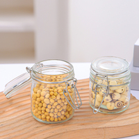 Bocaux en verre hermétiques à couvercles articulés, mini-contenants alimentaires à ouverture facile, 45ml 50ml 100ml 120ml, carrés et ronds, résistants aux enfants