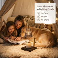Lampe chauffe-cire moderne et élégante sans flamme, avec abat-jour en verre taillé, support en métal doré en forme d'arche et base noire, pour la décoration intérieure
