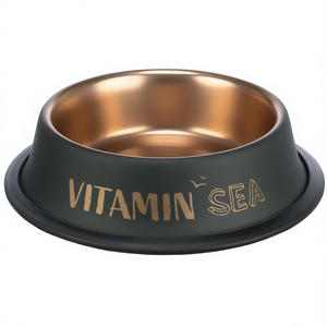 Tazón para Mascotas de Acero Inoxidable, 0.2 L, Interior de Cobre Negro, Diseño Vitamina Sea - Product Image 2