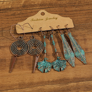 Fashion Jewelry Alloy <b>Drop</b> Earrings Antique <b>Bronze</b> Plated Bohemia Style Women's Party Earrings Set With Turquoise Flower Tassel - Product Image 3