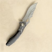 Couteau pliant tactique personnalisé en acier Damas VG10 avec manche en bois pour la survie en plein air, couteau de poche avec étui en cuir