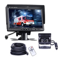 Monitor de Visión Trasera de 7 Pulgadas y 1024*600 de Fábrica, Conector de Aviación, 2 Entradas de Video de 4 Pines, Grabador, Monitor para Automóvil, Camión, Autobús, Camioneta, 12-24V