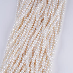 Collar de Perlas Naturales de Agua Dulce de Zhuji, Blancas, de 4-5 mm, Casi Redondas, Semiterminadas, para Joyería DIY con Perlas Sueltas - Product Image 2
