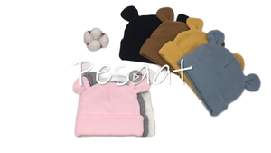 Conjunto de gorro de punto de bebé de algodón puro Multicolor, gorro sólido para recién nacido, mitones, botas para uso al aire libre para niños pequeños - Product Image 4
