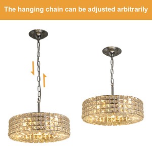 Luminaires suspendus modernes en cristal E14, lampes rondes en forme d'anneau, luminaires suspendus pour la maison, la villa, le salon, l'escalier, les lustres de plafond - Product Image 4