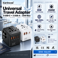 Adaptateur de voyage universel 35W avec chargeur rapide, 5 ports USB et prise secteur pour les voyages d'affaires internationaux