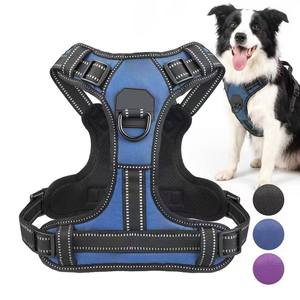 Harnais pour chien réfléchissant personnalisé OEM, sans traction, doux, respirant, rembourré, en Oxford, réglable, pour l'entraînement des chiens de taille moyenne et grande - Product Image 3
