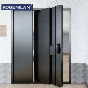 Portes d'<span class=keywords><strong>entrée</strong></span> de sécurité intelligentes modernes en aluminium noir Rogenilan, portes d'<span class=keywords><strong>entrée</strong></span> antivol pour maisons - Product Image 3