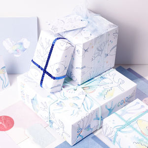 Rollos de papel de regalo de cumpleaños desechables de alta calidad Ocean Series con revestimiento de silicona Artesanía superior - Product Image 1