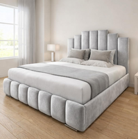 Lit Double Capitonnée Personnalisé en Gros avec Design Tufté, Cadre de Lit King Size à Vérin à Gaz avec Rangement, Ensemble de Chambre Moderne