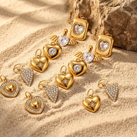 Collection de breloques en zircon YF9026, flèche, étoile, plaqué or 18K PVD, acier inoxydable, sans ternissement, hypoallergénique