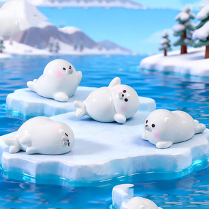 Lindas Mini Figuras de Resina de Foca Blanca para Decoración de Peceras, Adornos de Animales Marinos, Accesorios DIY - Product Image 2
