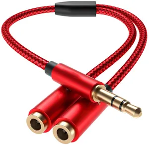 Divisor de micrófono Y auriculares de 3,5mm, 1 macho a 2 hembra, Conector de 3,5mm, Cable adaptador divisor de Audio