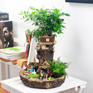 Moderne Sprookjesachtige Tuin Miniatuur Stronk Hars Bloempot Cartoon Grote Boomhut Sappige Planter Balkon Plant Bloempotten - Product Image 2