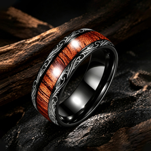 Anillo Vintage Fénix de Acero Inoxidable con Diseño de Madera JLM al por Mayor para Hombres y Mujeres, Joyería Mítica - Product Image 1