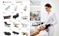 Lit de beauté électrique de luxe à base dorée, 3 moteurs, fauteuil de massage facial réglable avec lumière LED pour salon, clinique, traitement des cils