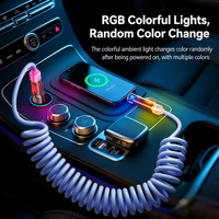 Câble de charge rétractable 4-en-1 en silicone à ressort compatible CarPlay et Carlife pour écran de voiture (iOS/Android)