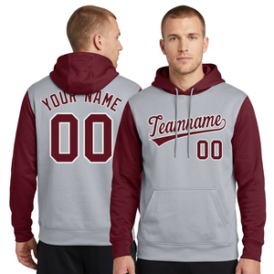 Sweat à capuche de baseball personnalisé avec nom et numéro, bicolore, pour sports d'équipe, impression numérique, avec poche, pull unisexe en polaire coupe ample pour l'automne - Product Image 1