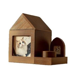 Urne funéraire en forme de maison pour animaux de compagnie (chiens, chats) – Récipient scellé anti-humidité pour cendres d'animaux – Ensemble commémoratif en bois massif avec cadre <span class=keywords><strong>photo</strong></span> de table - Product Image 1