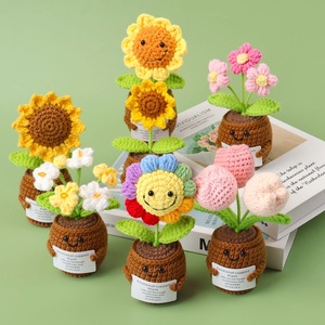 Crochet Knit Yarn Plant Pot Cute Cartoon Style Flower Decor Gift For Friends - Product Image 1