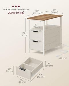 <span class=keywords><strong>Table</strong></span> d'appoint <span class=keywords><strong>de</strong></span> style farmhouse avec station <span class=keywords><strong>de</strong></span> charge, <span class=keywords><strong>table</strong></span> <span class=keywords><strong>de</strong></span> <span class=keywords><strong>chevet</strong></span> fine à 2 tiroirs pour entrée ou salon étroit - Product Image 3