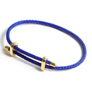 Nach Farbe Erweiterbar Draht Armband Klassische Blau Herren Kabel Draht Armband Edelstahl String Armband Mit Gold Verschluss