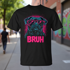 T-shirt à manches courtes et col ras du cou pour adulte, unisexe, avec imprimé graphique chien pug, vêtements décontractés - Product Image 3