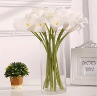 Fleur artificielle Calla Lily en PU, tige réaliste pour bouquet de mariée, décoration de table à la maison, blanc, aspect naturel