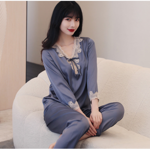 Pigiama due pezzi Set di indumenti da <span class=keywords><strong>notte</strong></span> caldi abbigliamento da <span class=keywords><strong>notte</strong></span> da <span class=keywords><strong>notte</strong></span> abito da casa autunno inverno Pjama pantalone a maniche lunghe per donna - Product Image 1