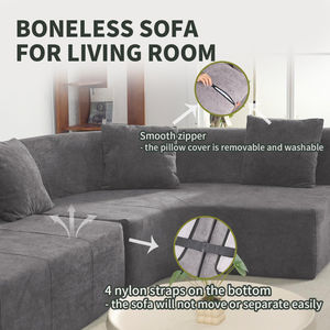 2026 Trending Roll-Up Left Chaise <b>Sofa</b> <b>Sponge</b>-Filled Fabric Apartment & Mall Use Easy Handling & Delivery - Product Image 5