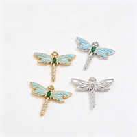Pendentif F347 Libellule Dégradée en Émail avec Zircons Pavés pour Bijoux et Accessoires Vestimentaires