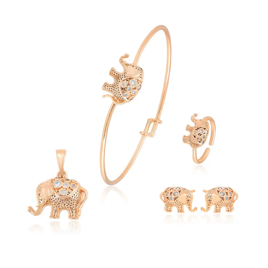 S00108184 xuping jewelry design creativo simpatico e giocoso elefante diamante set di gioielli per bambini placcato in oro 18 carati