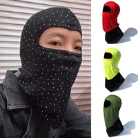 Balaclava en strass noir taille unique, entièrement recouverte de strass, masque de ski tendance, tendance rappeur, bling bling, capuche pour le visage
